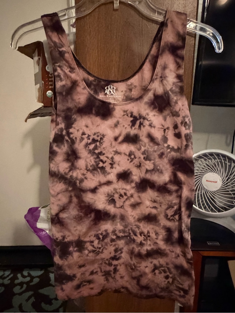 Rock & Republic Mauve and Deep Plum Tie-Dye Tank Top
